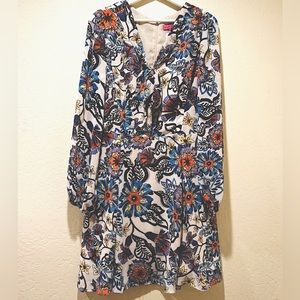 Betsey Johnson Floral Pussybow Knot 14 Bell sleeves Chiffon